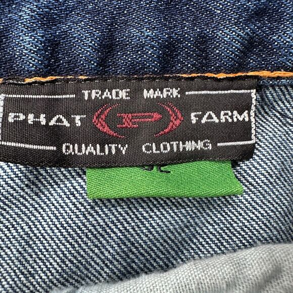 Vintage Phat Farm Baggy Jeans Mens 32 Blue Loose Skater Y2K Embroidered Wide Y2K - Picture 7 of 14